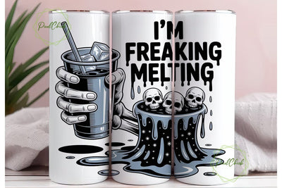 Melting Skeleton Iced Coffee Tumbler Sublimation PixelChick 