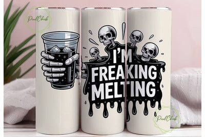 Melting Skeleton Iced Coffee Tumbler Sublimation PixelChick 