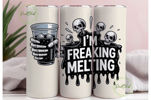 Melting Skeleton Iced Coffee Tumbler Sublimation PixelChick 