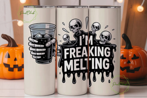 Melting Skeleton Iced Coffee Tumbler Sublimation PixelChick 