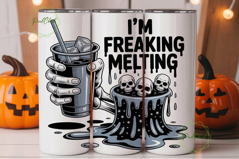 Melting Skeleton Iced Coffee Tumbler Sublimation PixelChick 