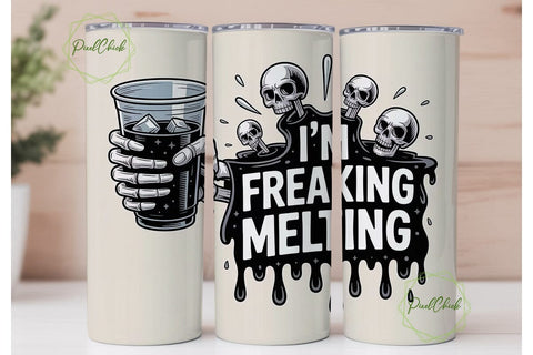 Melting Skeleton Iced Coffee Tumbler Sublimation PixelChick 