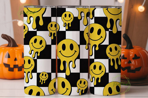 Melting Smiley Face 20oz Tumbler Wrap Sublimation PixelChick 
