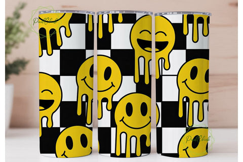 Melting Smiley Face 20oz Tumbler Wrap Sublimation PixelChick 