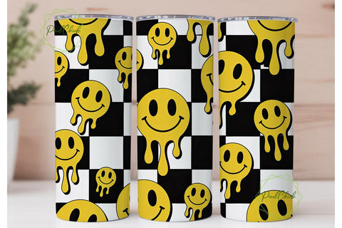 Melting Smiley Face 20oz Tumbler Wrap Sublimation PixelChick 
