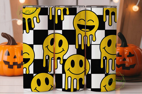 Melting Smiley Face 20oz Tumbler Wrap Sublimation PixelChick 