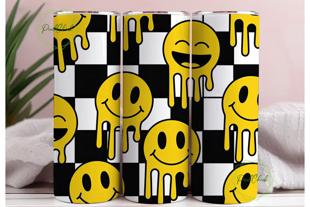 Melting Smiley Face 20oz Tumbler Wrap Sublimation PixelChick 