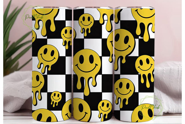 Melting Smiley Face 20oz Tumbler Wrap Sublimation PixelChick 