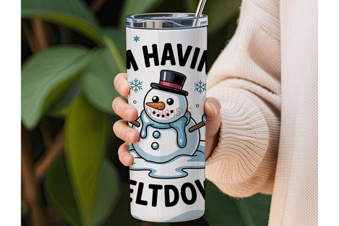 Melting Snowman Christmas Tumbler Wrap Sublimation DesignSVG 