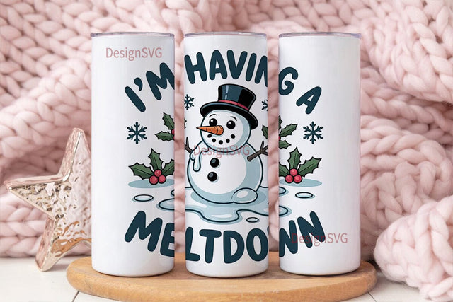 Melting Snowman Christmas Tumbler Wrap Sublimation DesignSVG 