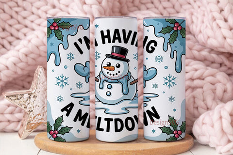 Melting Snowman Christmas Tumbler Wrap Sublimation DesignSVG 