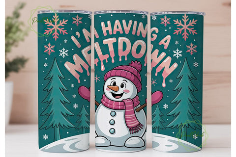 Melting Snowman Christmas Tumbler Wrap Sublimation PixelChick 