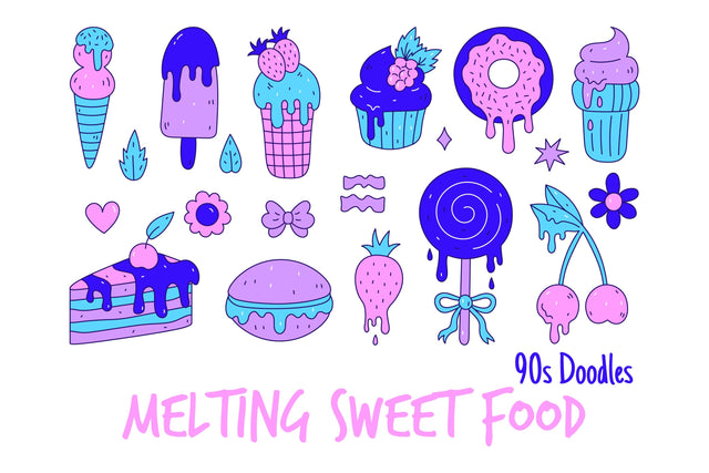 Melting Sweet Food 90s Doodles Sublimation Rin Green 