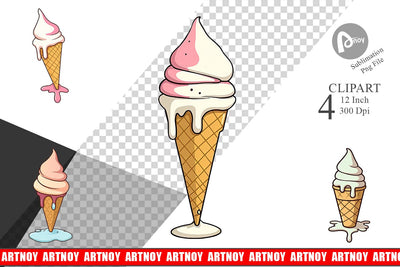Melty Ice Cream Clipart Sublimation artnoy 