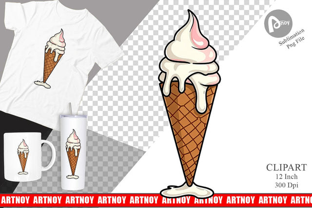 Melty Ice Cream Clipart Sublimation artnoy 