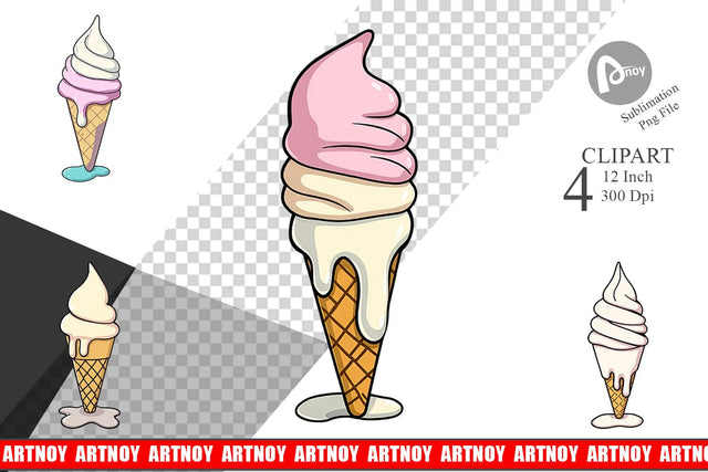 Melty Ice Cream Clipart Sublimation artnoy 