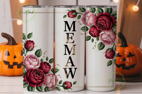 Memaw Rose Tumbler Wrap PNG Sublimation PixelChick 
