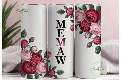 Memaw Rose Tumbler Wrap PNG Sublimation PixelChick 
