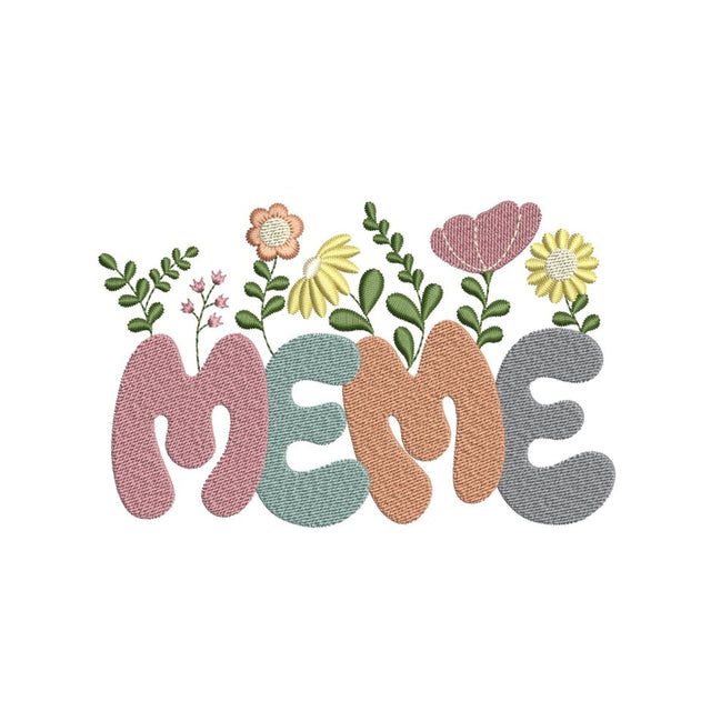 Meme Flower Embroidery Design, 3 sizes, Instant Download Embroidery/Applique DESIGNS Nino Nadaraia 