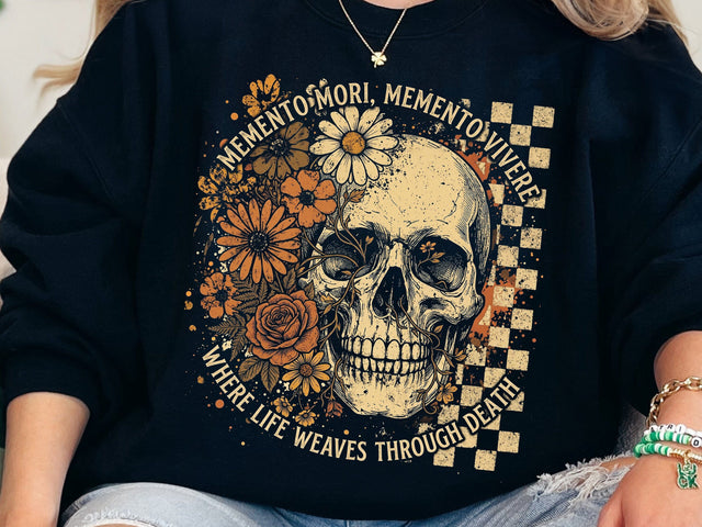 Memento Mori Floral Skull PNG, Gothic Skull Sublimation Design SVG DesignDestine 