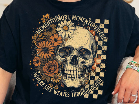 Memento Mori Floral Skull PNG, Gothic Skull Sublimation Design SVG DesignDestine 