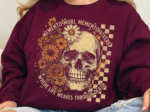 Memento Mori Floral Skull PNG, Gothic Skull Sublimation Design SVG DesignDestine 