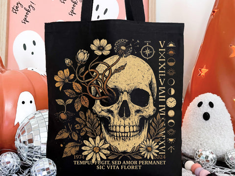 Memento Mori Skull PNG, Gothic Floral Skull Sublimation Design SVG DesignDestine 