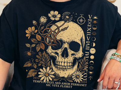 Memento Mori Skull PNG, Gothic Floral Skull Sublimation Design SVG DesignDestine 
