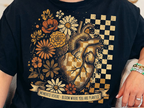 Memento Vivere Heart PNG, Anatomical Heart Floral Png SVG DesignDestine 