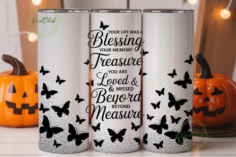 Memorial Butterfly Glitter 20oz Tumbler Sublimation PixelChick 