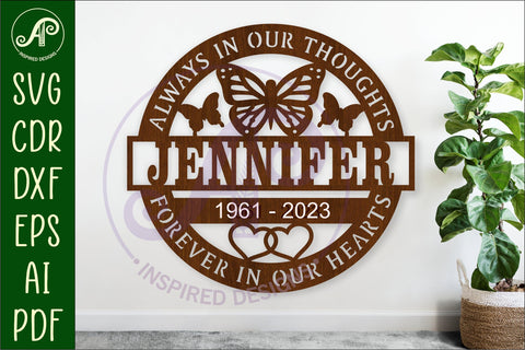 Memorial Butterfly name wall art sign, SVG personalized sign SVG APInspireddesigns 