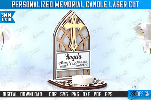 Memorial Candle Holder Laser Cut Bundle | Sympathy Gift | Remembrance Sign | CNC Files SVG Fly Design 