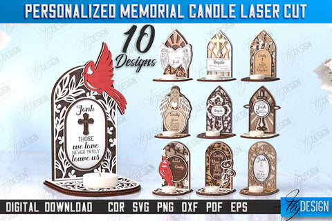 Memorial Candle Holder Laser Cut Bundle | Sympathy Gift | Remembrance Sign | CNC Files SVG Fly Design 