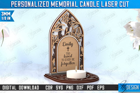 Memorial Candle Holder Laser Cut Bundle | Sympathy Gift | Remembrance Sign | CNC Files SVG Fly Design 