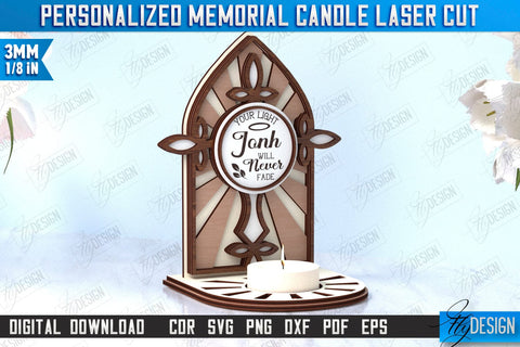 Memorial Candle Holder Laser Cut Bundle | Sympathy Gift | Remembrance Sign | CNC Files SVG Fly Design 