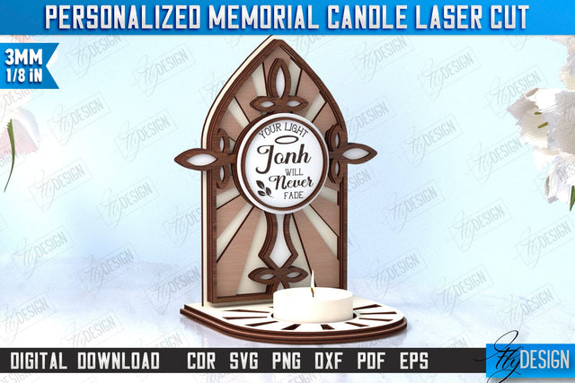 Memorial Candle Holder Laser Cut | Sympathy Gift | Remembrance Sign | CNC File SVG Fly Design 