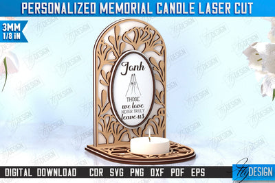 Memorial Candle Holder Laser Cut | Sympathy Gift | Remembrance Sign | CNC File SVG Fly Design 