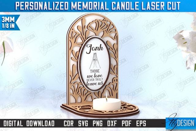 Memorial Candle Holder Laser Cut | Sympathy Gift | Remembrance Sign | CNC File SVG Fly Design 