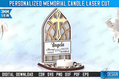 Memorial Candle Holder Laser Cut | Sympathy Gift | Remembrance Sign | CNC File SVG Fly Design 