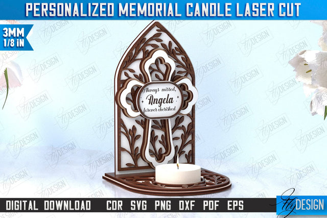 Memorial Candle Holder Laser Cut | Sympathy Gift | Remembrance Sign | CNC File SVG Fly Design 