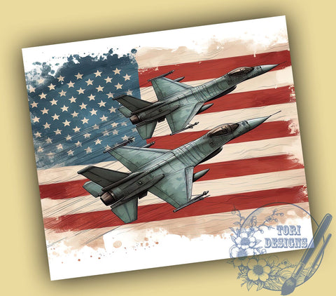 Memorial Day American Jet Flying 20oz Skinny Tumbler, America Flag Tumbler Png, Straight & Tapered Tumbler Wrap, Instant Digital Download Sublimation ToriDesigns 