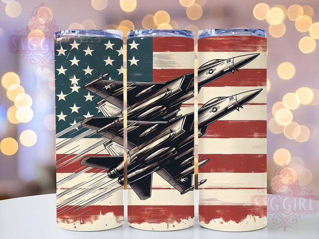 Memorial Day American Jet Flying 20oz Tumbler Wrap Sublimation Design, Straight Tapered Tumbler Wrap, 4th of July Tumbler Png, Instant Digital Download Sublimation SvggirlplusArt 