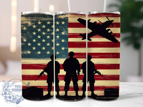 Memorial Day Patriotic 20oz Skinny Tumbler, Veterans Tumbler Png, Straight & Tapered Tumbler Wrap, Instant Digital Download Sublimation ToriDesigns 