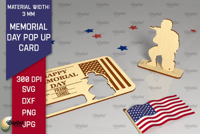 Memorial Day Pop Up Card SVG. Laser Card Patriotic Appreciation SVG Evgenyia Guschina 
