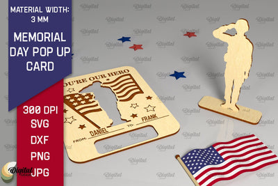 Memorial Day Pop Up Card SVG. Laser Card Patriotic Appreciation SVG Evgenyia Guschina 