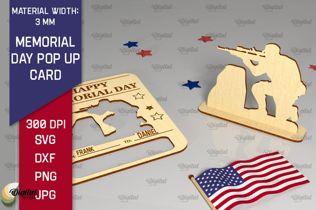 Memorial Day Pop Up Card SVG. Laser Card Patriotic Appreciation SVG Evgenyia Guschina 