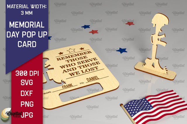 Memorial Day Pop Up Card SVG. Laser Card Patriotic Appreciation SVG Evgenyia Guschina 