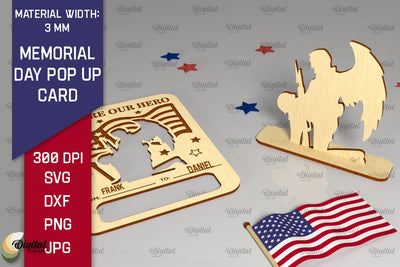 Memorial Day Pop Up Card SVG. Laser Card Patriotic Appreciation SVG Evgenyia Guschina 