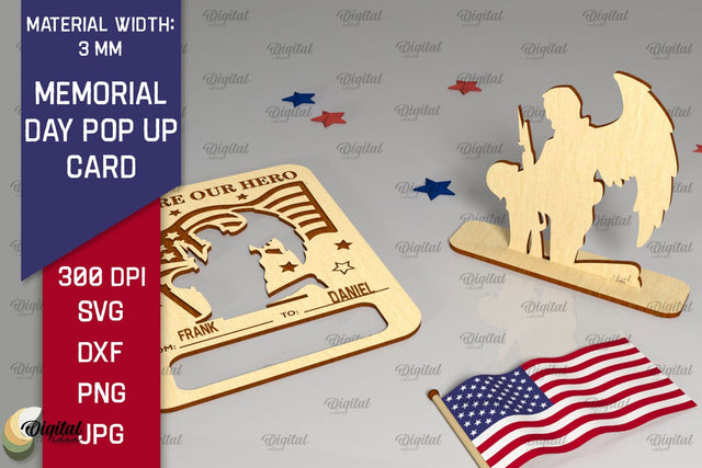 Memorial Day Pop Up Card SVG. Laser Card Patriotic Appreciation SVG Evgenyia Guschina 