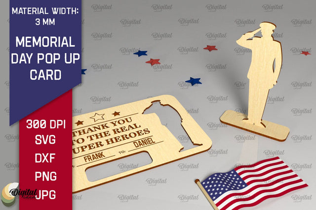 Memorial Day Pop Up Card SVG. Laser Card Patriotic Appreciation SVG Evgenyia Guschina 